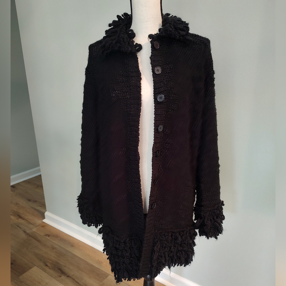 Ojai Ruffle Cardigan Sweater Black Goth Vampire Witchy S NWT